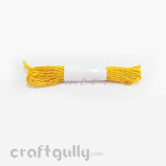 Faux Silk Thread With Zari 2mm - Golden Yellow - 4 meters