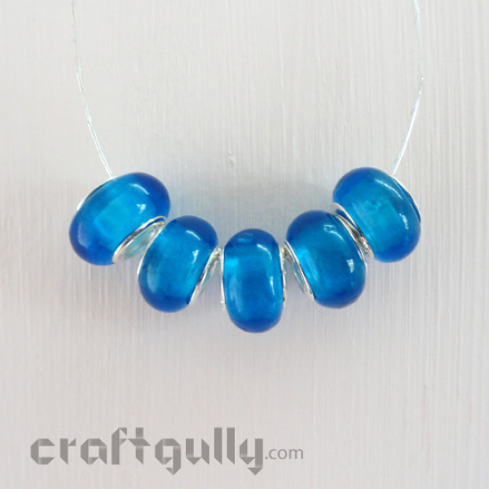 Lampwork Glass Beads - Cerulean Blue - Pack of 5