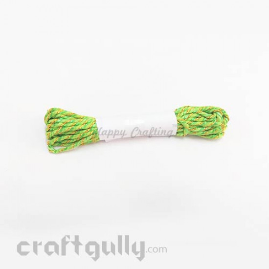 Faux Silk Thread With Zari 2mm - Light Green - 4 meters