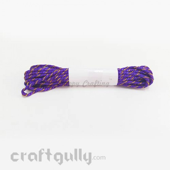 Faux Silk Thread With Zari 2mm - Purple - 4 meters