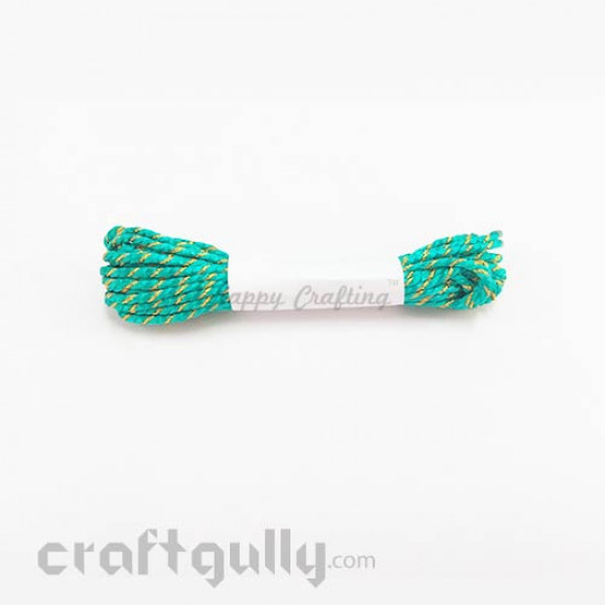 Faux Silk Thread With Zari 2mm - Teal - 4 meters