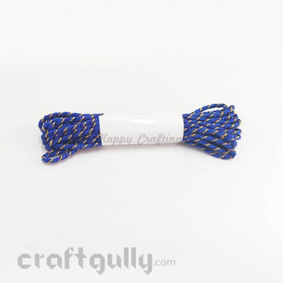 Faux Silk Thread With Zari 2mm - Royal Blue - 4 meters