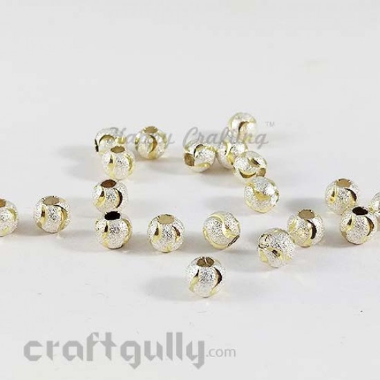 Metal Beads 6mm - Designer #3 Silver and Golden - Pack of 20