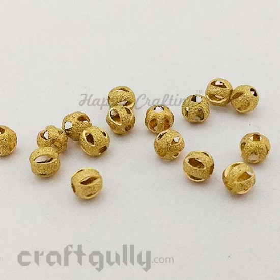 Metal Beads 6mm - Designer #5 Golden - Pack of 20