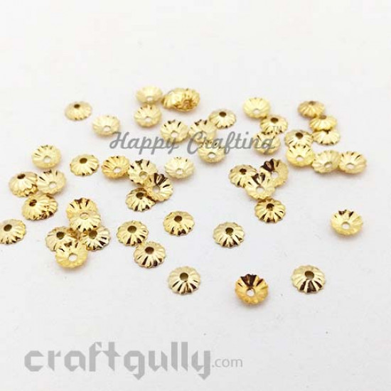 Bead Caps 5mm - Flower #10 - Golden - Pack of 50