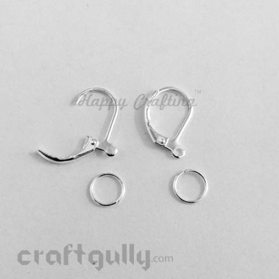 Earring Clasp - Lever Back - Silver Finish - Pack of 4