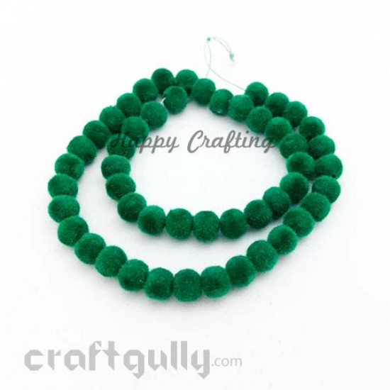 Velvet Beads 8mm - Round - Bottle Green - Pack of 48