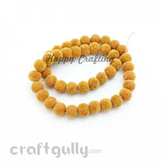 Velvet Beads 8mm - Round - Ochre - Pack of 48