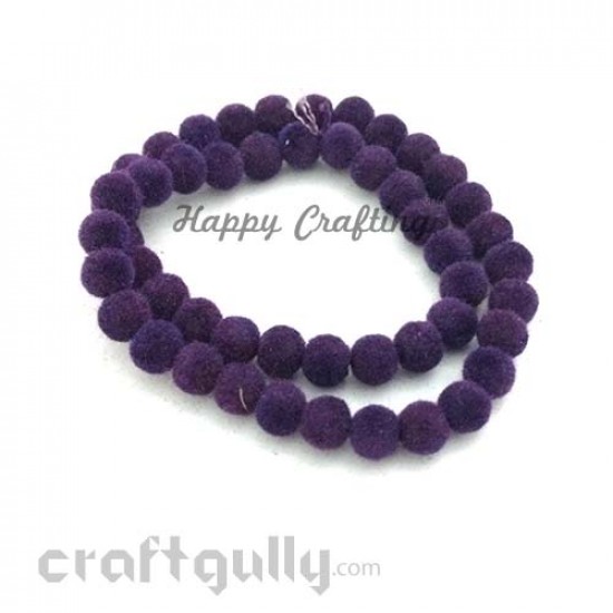 Velvet Beads 8mm - Round - Purple - Pack of 48