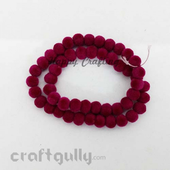 Velvet Beads 8mm - Round - Maroon - Pack of 48