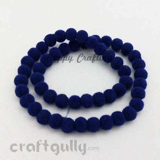 Velvet Beads 8mm - Round - Dark Blue - Pack of 48