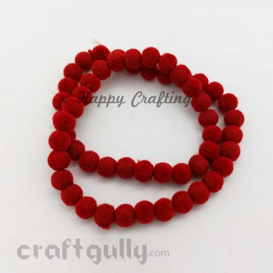 Velvet Beads 6mm - Round - Red - Pack of 80