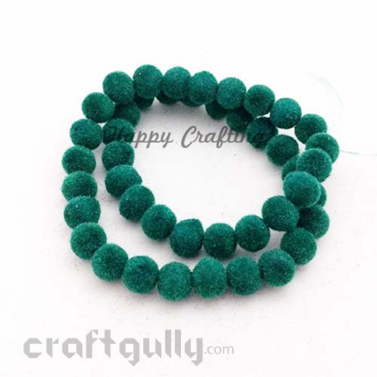 Velvet Beads 6mm - Round - Dark Green - Pack of 80