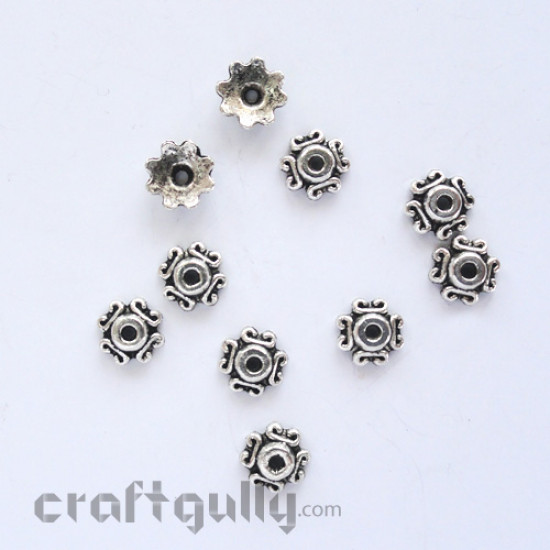 Bead Caps 7mm - Small Flowers - Pack of 10