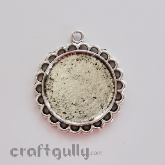 Pendant Blank 27mm - Round #1 - Silver - Pack of 3