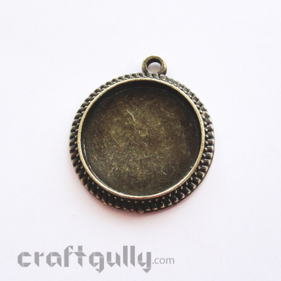 Pendant Blank #4 - 25mm Round - Bronze Finish - Pack of 2