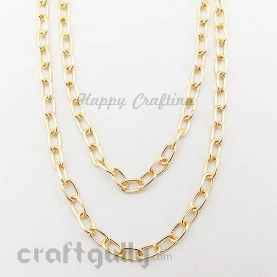 Chains Oval 9mm - Golden Finish - 36 Inches