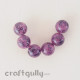 Glass Beads 14mm - Round - Purple Marble - Pack of 6