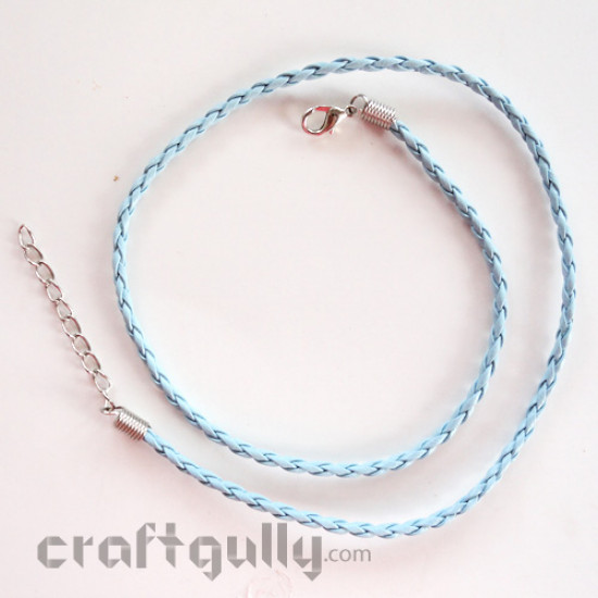 Necklace Cords - Faux Leather - Braided - Light Blue