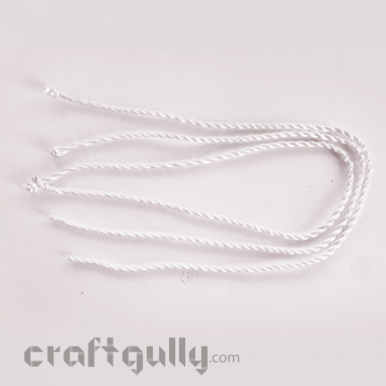 Necklace Cord of Twisted Nylon - White (Pack of 3)