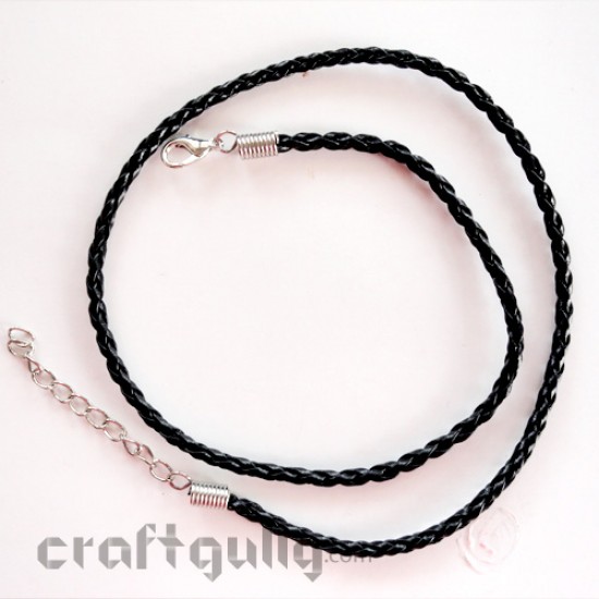 Necklace Cords - Faux Leather - Braided - Black