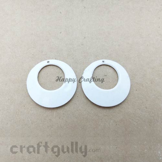 Earring Base 30mm - Chandbali #4 Flat - White - Pack of 2