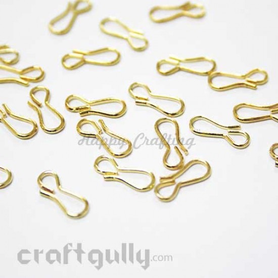Clasps 12mm - Fish Hooks - Golden Finish - Pack of 25