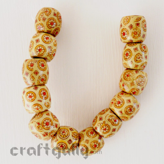 Wooden Beads 17mm - Pattern#1 - Pack of 12