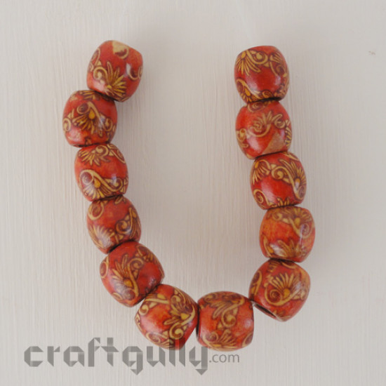Wooden Beads 17mm - Pattern#2 - Pack of 12
