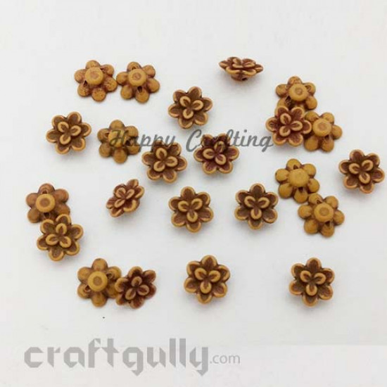 Acrylic Beads 12mm - Flower #2 - Brown Shaded - Pack of 20