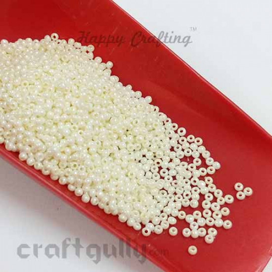 Seed Beads 1mm Glass - Faux Pearl - Cream - 25gms