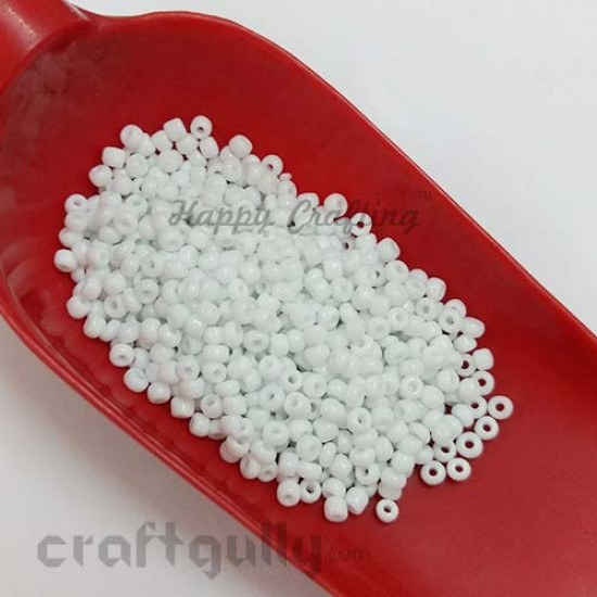 Seed Beads 2mm Glass - Round - White - 25gms
