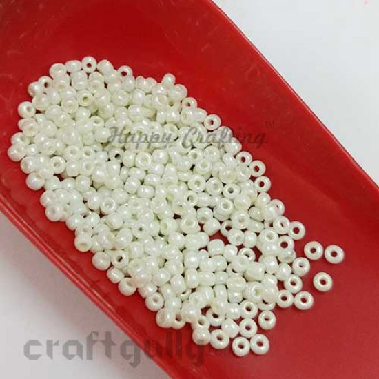 Seed Beads 2mm Glass - Round - Ivory - 25gms
