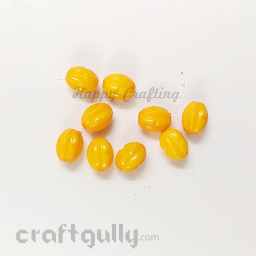 Acrylic Beads 7mm - Oval Lined - Golden Yellow - Pack of 30