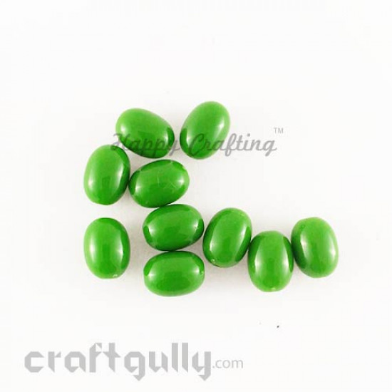 Acrylic Beads 11mm - Oval - Dark Green - Pack of 30