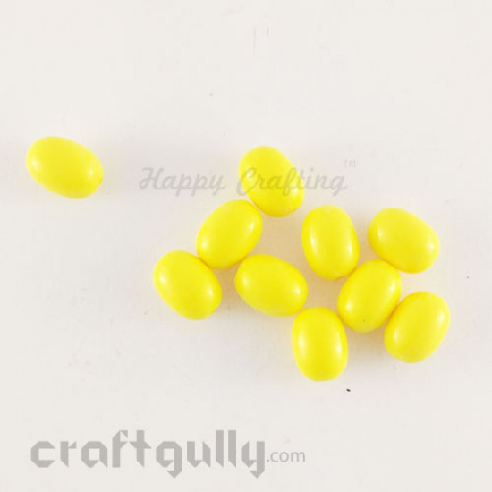 Acrylic Beads 11mm - Oval - Sunflower Yellow - Pack of 30