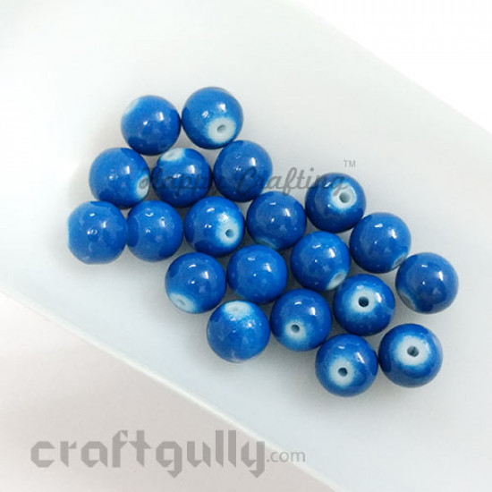 Glass Beads 8mm - Round - Royal Blue - Pack of 20