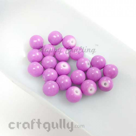 Glass Beads 8mm - Round - Lavender - Pack of 20