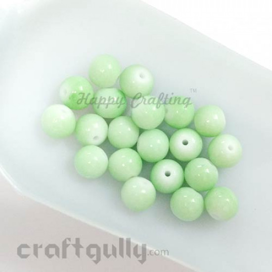 Glass Beads 8mm - Round - Pastel Green - Pack of 20