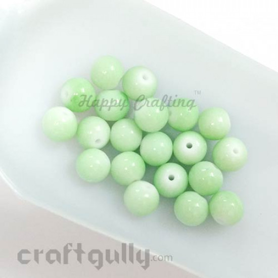 Glass Beads 8mm - Round - Pastel Green - Pack of 20