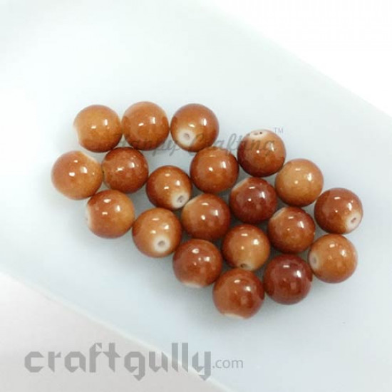 Glass Beads 8mm - Round - Brown - Pack of 20