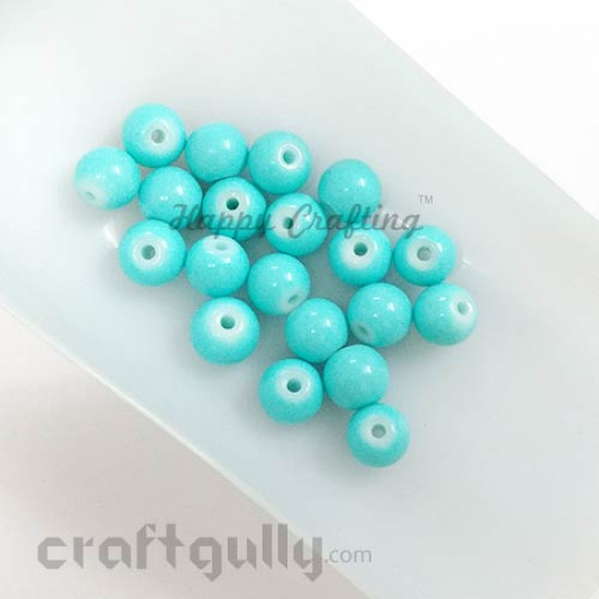 Glass Beads 8mm - Round - Sky Blue - Pack of 20