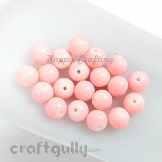 Glass Beads 8mm - Round - Light Pink - Pack of 20