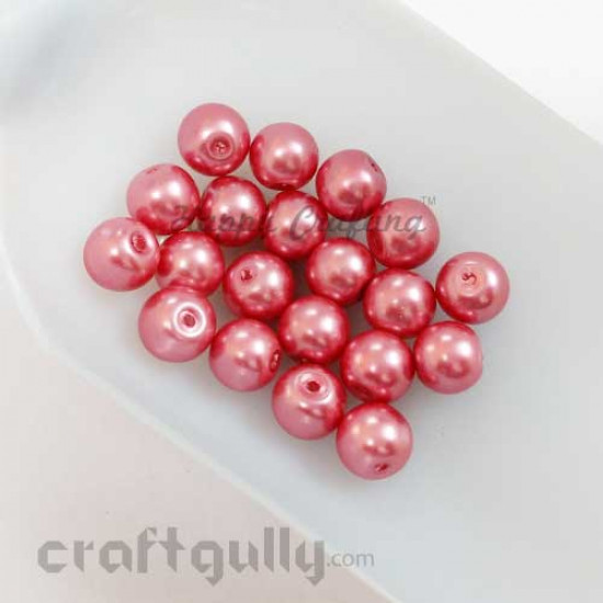 Glass Beads 8mm Pearl Finish - Rose Pink - Pack of 20