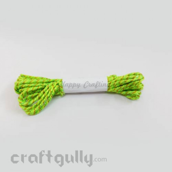 Faux Silk Thread With Zari 2mm - Bright Green - 4 meters