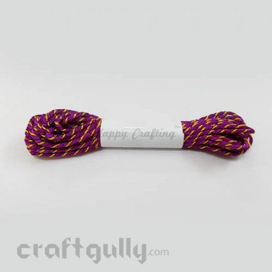 Faux Silk Thread With Zari 2mm - Grape - 4 meters