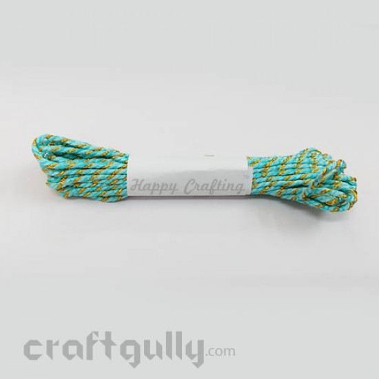Faux Silk Thread With Zari 2mm - Sky Blue - 4 meters