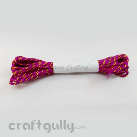 Faux Silk Thread With Zari 2mm - Magenta - 4 meters