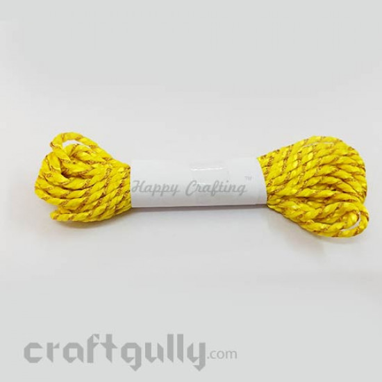 Faux Silk Thread With Zari 2mm - Sunflower Yellow - 4 meters
