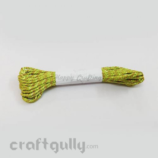 Faux Silk Thread With Zari 2mm - Pastel Green - 4 meters